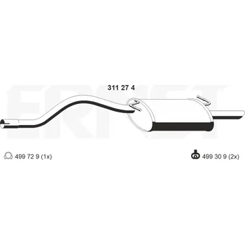 Výfukový systém Zadní tlumič výfuku ERNST 311274