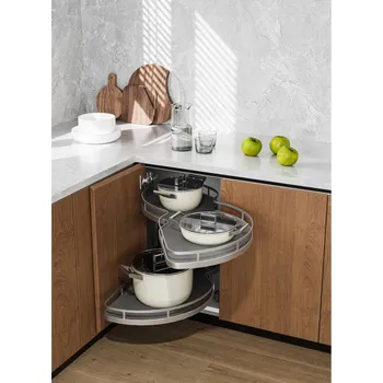 Kuchyňská skříňka Rohová police CEMUX Corner 900, šedá/chrom Orientace, šířka: levý