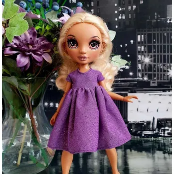 Panenka LOVEDOLLS Rainbow High Fialové midi šaty