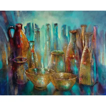 Plakát Plakát, Obraz - Sstill life with two golden bowls, Annette Schmucker