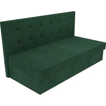 Postel Čalouněná postel Ava s čelem s vtahy, lamelovým roštem a úložným prostorem - Tmavě zelená, 80 x 200 cm, Bez navýšení, Molitanová 13 cm