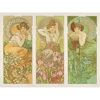 Plakát Plakát, Obraz - The Precious Stones: Topaz, Amethyst & Emerald, Alfons Mucha