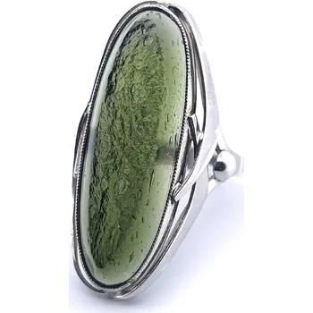 Prsten Stříbrný prsten s vltavínem 7,53 g