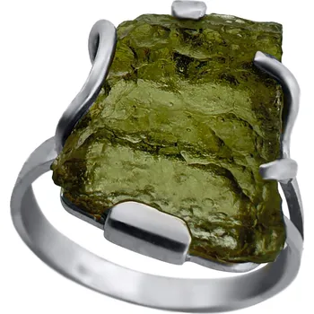 Prsten Vltavín Moldavite Stříbrný prsten s vltavínem 2,740 g