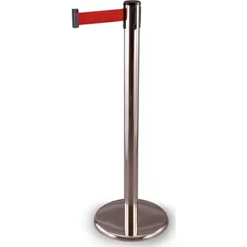 parkovací zábrana HAPPY END Business zahrazovací sloupek PROFI, stříbrná – červená - CV 702.92