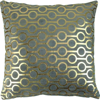 Polštář Designový polštář Ringo tmavě šedý se zlatým motivem šedá 45x45