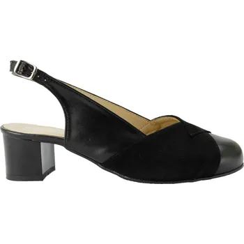 Dámské sandále Sandály dámské na podpatku De Plus 9923-K-4051 černé kožené na široké chodidlo - 40