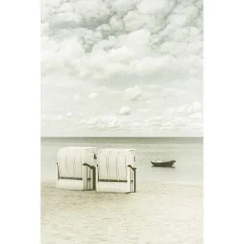 Plakát Plakát, Obraz - Idyllic Baltic Sea with typical beach chairs | Vintage, Melanie Viola