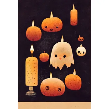 Plakát Plakát, Obraz - Candles, Pumpkins And A Ghost, Treechild