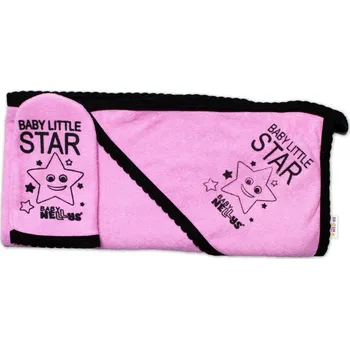 Osuška dětská termofroté se žínkou - BABY LITTLE STAR růžová - 80x80cm