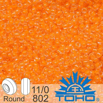 Korálek Korálky TOHO tvar ROUND (kulaté). Velikost 11/0. Barva č.802-Luminous Neon Orange. Balení 8g