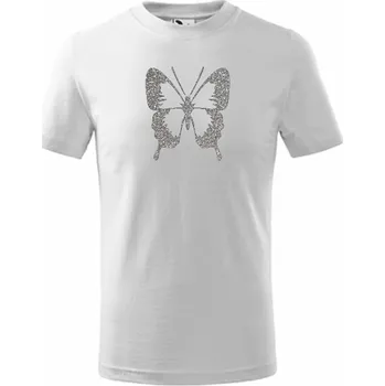Chlapecké tričko ON-DESIGN Tričko dětské TŘPYTIVÝ MOTÝL Velikost: 110 cm/4 roky, Barva: bílá, Barva potisku: třpytivá stříbrná