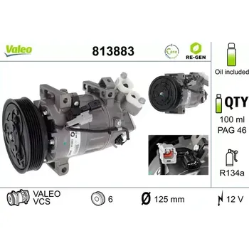 Klimatizace automobilu VALEO Kompresor klimatizace VALEO RE-GEN REMANUFACTURED VA 813883 + DOPRAVA ZDARMA!