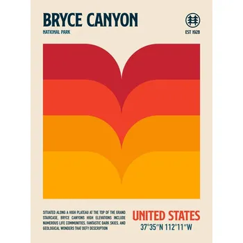 Plakát Plakát, Obraz - Bryce Canyon National Park Travel Poster, Retrodrome
