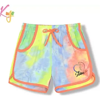 Dámské kraťasy Dámské kraťasy Kugo HS9290 multicolor / žlutý lem (dámské bavlněné barevné šortky)