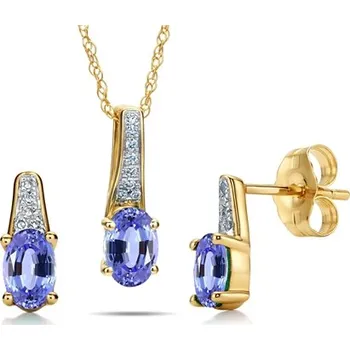 Souprava šperků Zlatá souprava s tanzanity a diamanty L'Amour Diamonds BSOUP006F + DÁREK ZDARMA