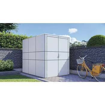 Zahradní stavba Dřevěný zahradní domek Bertilo HPL Design Bike Port 155 x 229 cm světle šedý