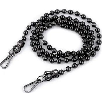 Řetízek kuličkový na kabelky s karabinou délka 120 cm, barva 3 nikl černý