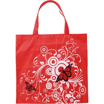 Skládací nákupní taška s motýl - červená