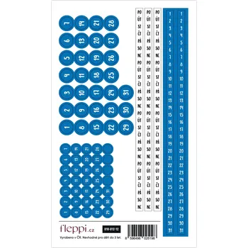 samolepka Fleppi Color coding kolekce | modrá – čísla