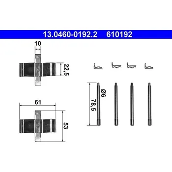 Přislušenství brzdového systému Sada příslušenství, obložení kotoučové brzdy ATE 13.0460-0192.2