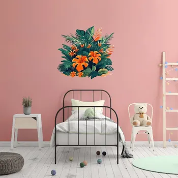 Samolepící dekorace Kruhová samolepka na zeď "Listy" 60cm