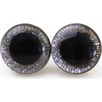 Pro Háčkování Oči bezpečnostní třpytivé stříbrné, 18 mm