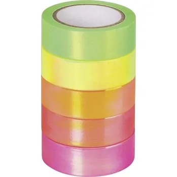 Papírová páska Washi neon duhová Tape 1,2cmx5m-5ks