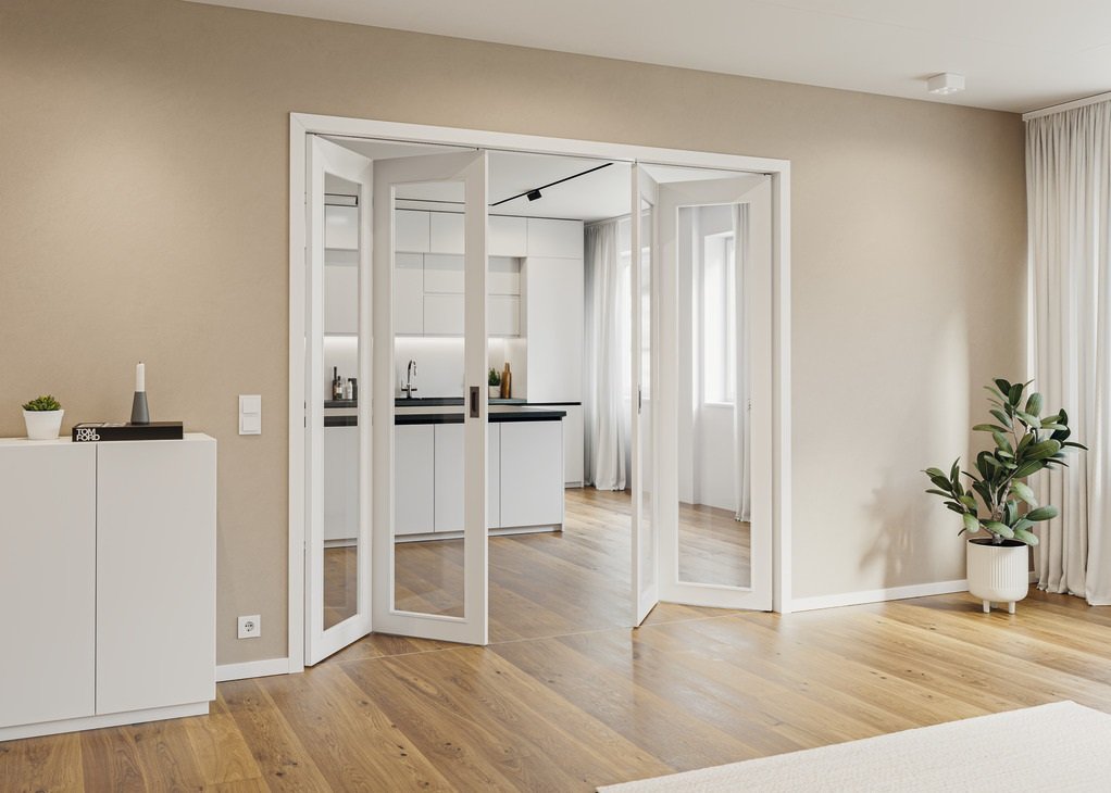 Kování pro posuvné skládací dveře Slido D-Fold 21 sada pro otočné dveře (systém se spodní kolejnicí)