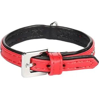 Obojek pro psa Obojek FLAMINGO Monte Carlo štrasový červený 17-20x1,1cm