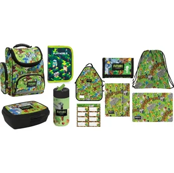 Školní batoh Minecraft ŠKOLNÍ SET SADA 10ks S AKTOVKOU BATOH MINECRAFTBACKUP GAME LEVEL TEMBDF31/10/011