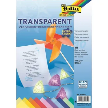 Barevný papír Transparentní papír barevný A4 115g/m2 - 10 ks