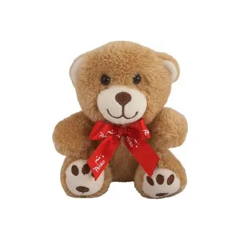 plyšák Maskotka Miś haftowany z czerwoną kokardką 12 cm