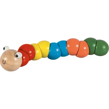 Dřevěná hračka Bigjigs Toys Dřevěný barevný červík/housenka hračka ohebná 17 cm