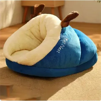 Pelíšek pro psa Měkká a velmi hřejivá kukaň/jeskyně pro psy Barva: modrá, Velikost: 40x30x25 cm