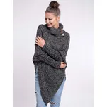 Pletené dámské pončo CARLA černý melír, VELIKOST UNI ( S, M , L )