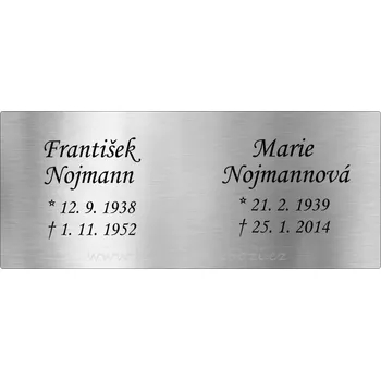 Smuteční dekorace Rytá cedulka pro dvě osoby 12 x 5 cm