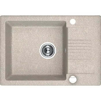 Granitový dřez Laveo Celia, 1-komorový granitový dřez 650x440x185 mm s krátkým odkapávačem, béžová, LAV-SBC_413T
