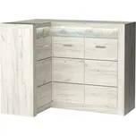 Rohová komoda SWED S15, roh vlevo, jasan bílý + vyzvednutí ZDARMA