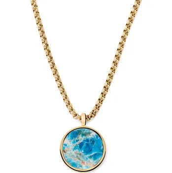 Náhrdelník Orisun | Náhrdelník z&nbsp;nerezové oceli zlaté barvy s&nbsp;kulatým přívěskem s&nbsp;kamenem apatit - Arkai