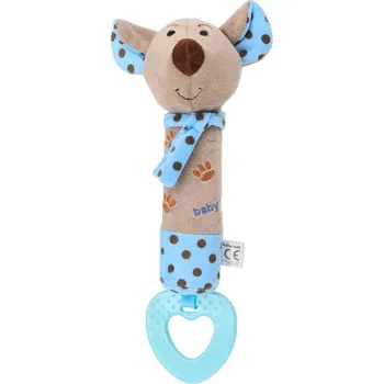 Dětská pískací plyšová hračka s kousátkem Baby Mix myška modrá