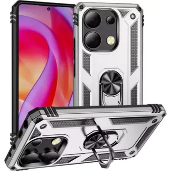 Pouzdro na mobilní telefon TT-TopTechnology Kryt, pouzdro pro Xiaomi Redmi Note 13 Pro+ 5G stříbrné, silver, odolné proti nárazům, kovový otočný držák ( stojan) 360 stupňů