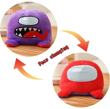 plyšák Teddies Oboustranný plyšový "ksichtík" Barva: Fialová