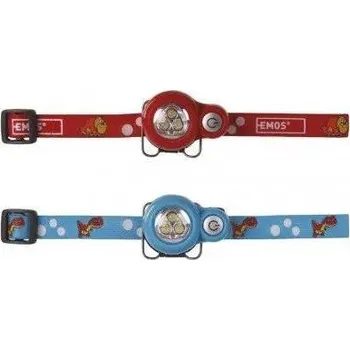 Čelovka EMOS Dětská LED čelovka Dino, 2× CR2032, červená