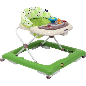 Dětské chodítko Dětské chodítko Baby Mix s volantem a silikonovými kolečky zeleno-béžové