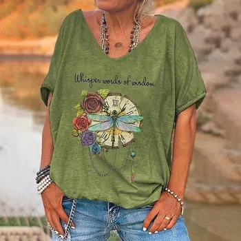 Dámské tričko Vzorované tričko v boho stylu Velikost: 4XL, Barva (Varianta): K01-HH07634
