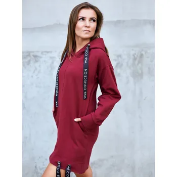 Dámská mikina Mikinové šaty nebo prodloužená mikina VSB SOPHII bordó, VELIKOST S/M
