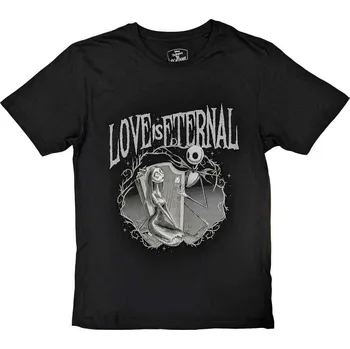 Pánské tričko RockOff The Nightmare Before Christmas unisex tričko : JACK & SALLY LOVE IS ETERNAL - černá Velikost: S