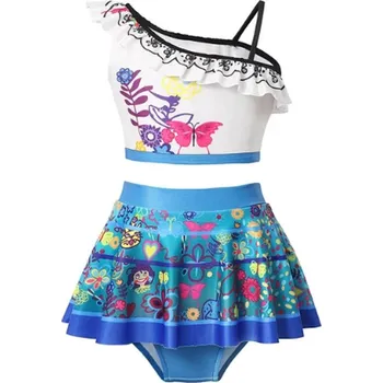 Dívčí plavky Encanto Dvojdílné dívčí plavky - na motivy Mirabel z oblíbené pohádky "Encanto" Varianta: set C plavky bez doplňků (1 ks), Velikost: 120/4-5 let