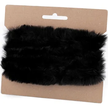 Oděvní / dekorační kožešinový proužek plochý, řezaný šíře 2 cm - černá